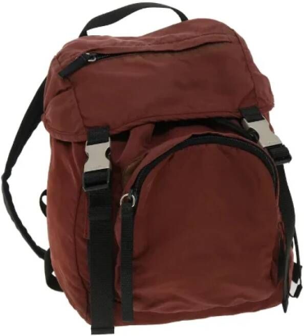 Prada Vintage Pre-owned Nylon backpacks Rood Dames