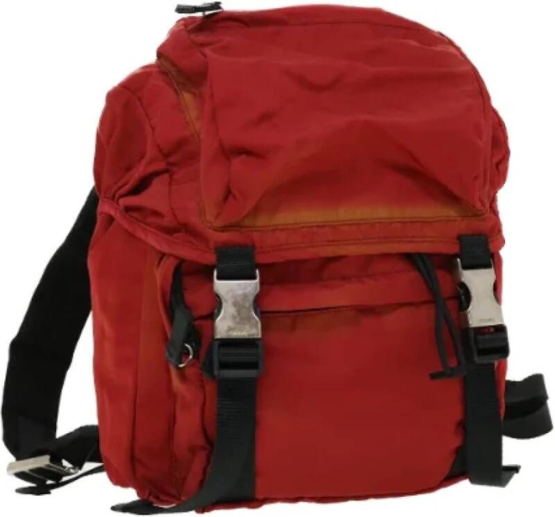 Prada Vintage Pre-owned Nylon backpacks Rood Dames