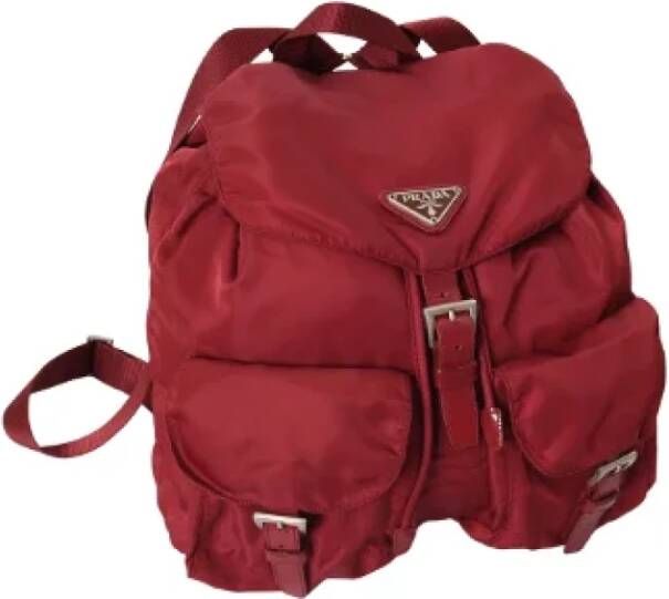 Prada Vintage Pre-owned Nylon backpacks Rood Dames