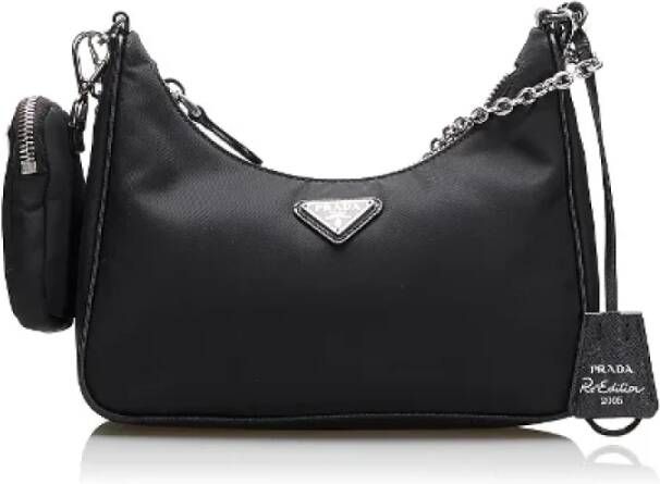 Prada Vintage Pre-owned Nylon crossbody-bags Zwart Dames