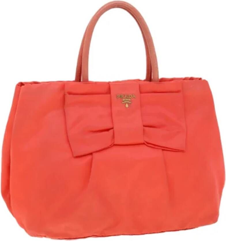 Prada Vintage Pre-owned Nylon handbags Oranje Dames