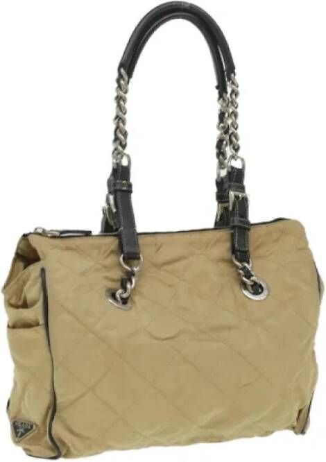 Prada Vintage Pre-owned Nylon prada-bags Beige Dames
