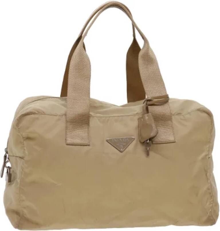 Prada Vintage Pre-owned Nylon travel-bags Beige Dames