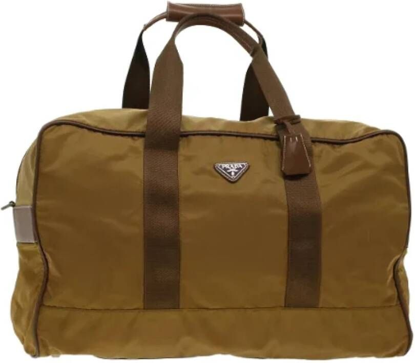 Prada Vintage Pre-owned Nylon travel-bags Bruin Dames