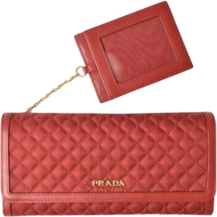 Prada Vintage Pre-owned Nylon wallets Rood Dames