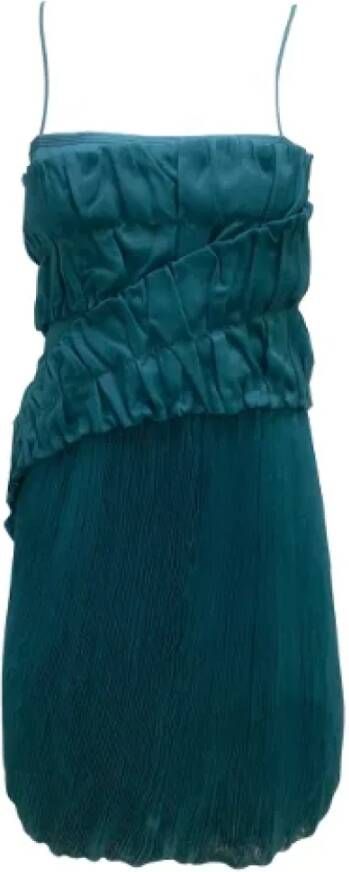 Prada Vintage Pre-owned Silk dresses Blauw Dames