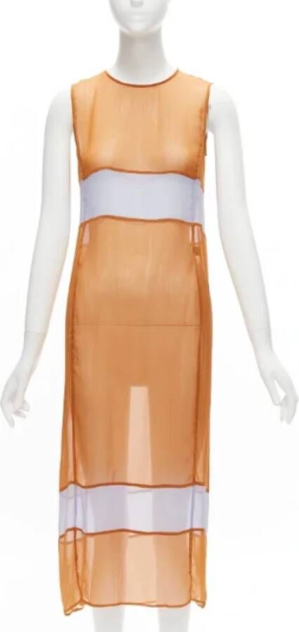 Prada Vintage Pre-owned Silk dresses Bruin Dames