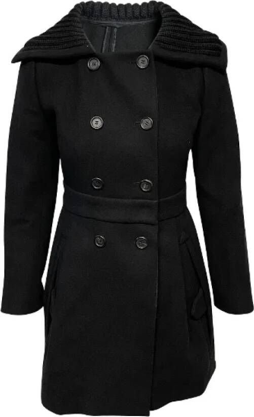 Prada Vintage Pre-owned Wool outerwear Zwart Dames