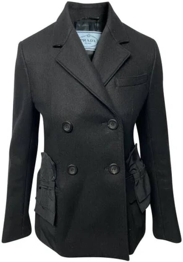 Prada Vintage Tweedehands jas Zwart Dames