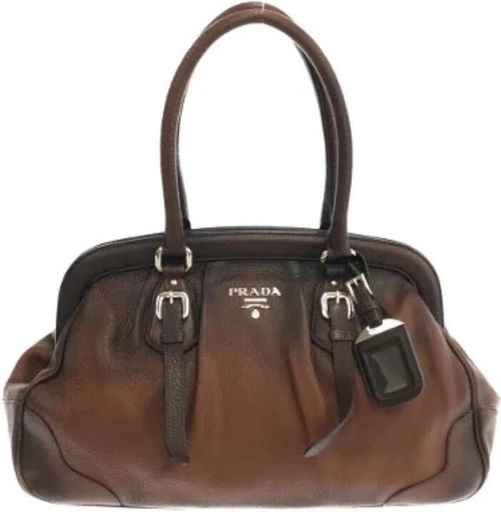 Prada Vintage Voldoende lederen handtassen Bruin Dames