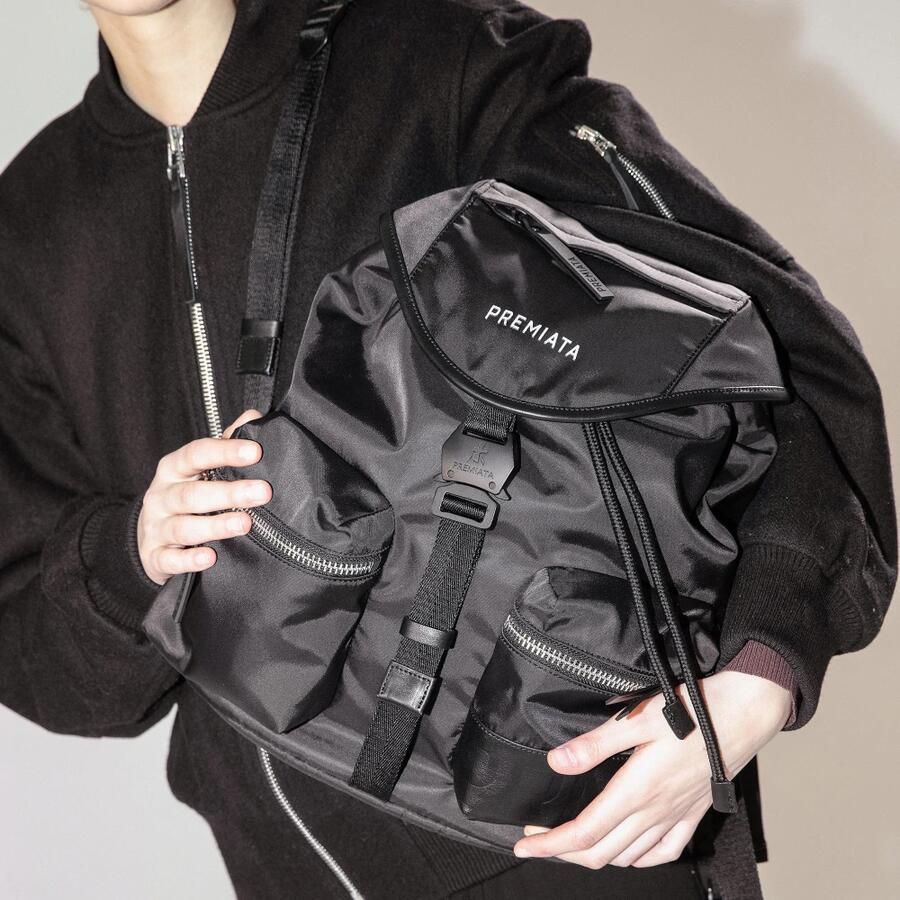 Premiata Rugzak van technische stof met leren inzetstukken Black Heren