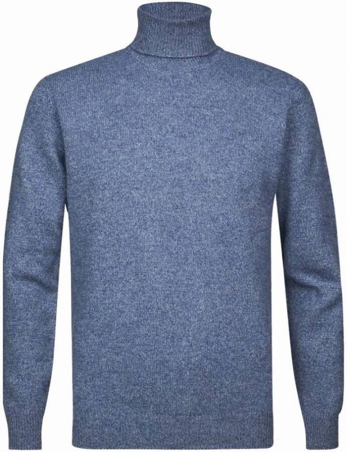 Profuomo Blauwe Coltrui Pullover Heavy Roll Neck