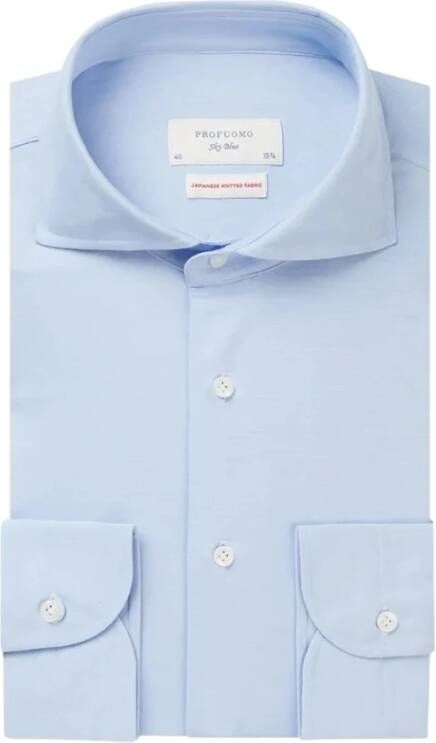 Profuomo Japanese Knitted Overhemd Shirt Pp2Hc10009 Blauw Heren
