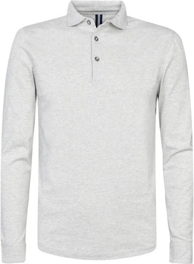 Profuomo Longsleeve Polo Grijs Melange Grijs Heren