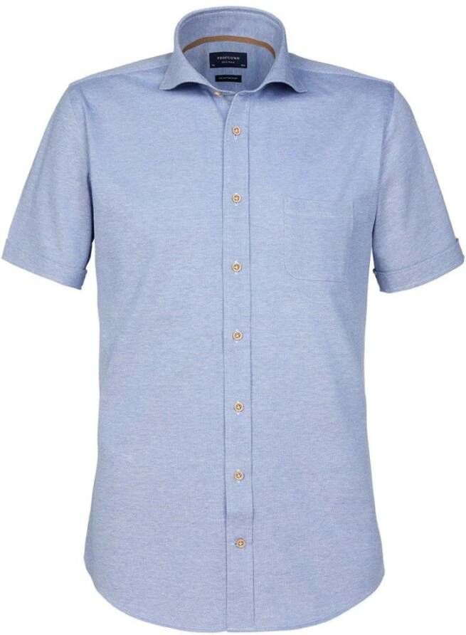 Profuomo Overhemd KM Knitted Blauw Heren