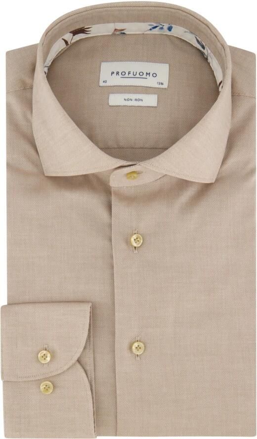 Profuomo Slim fit zakelijk overhemd met haaikraag model 'CUTAWAY'