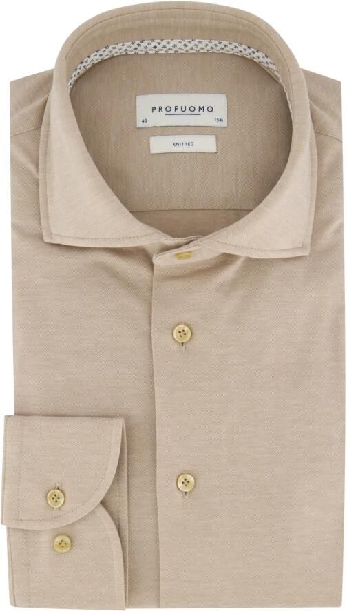 Profuomo Beige Business Overhemd Slim Fit Beige Heren