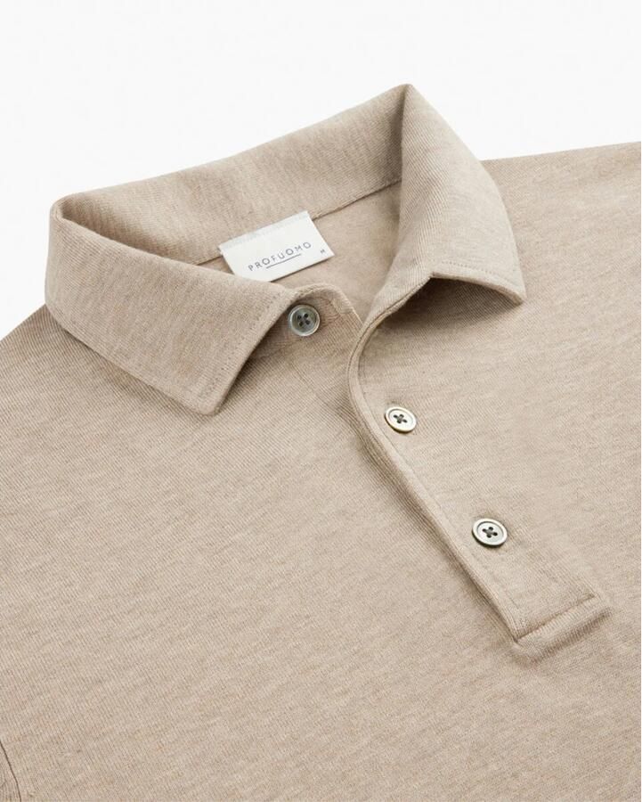 PROFUOMO Heren Truien & Vesten Polo Onepiece Luxury Basic Beige - Foto 7