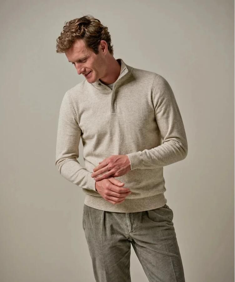 PROFUOMO Heren Truien & Vesten Pullover Half Zip Button Bruin - Foto 3