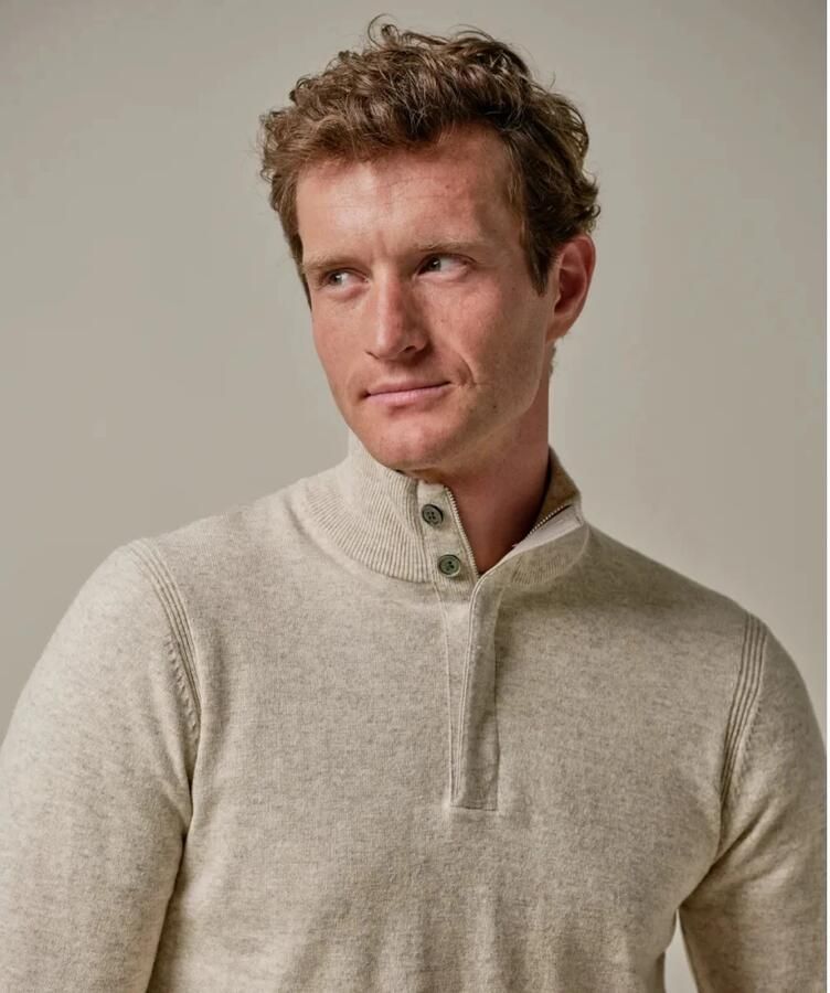 PROFUOMO Heren Truien & Vesten Pullover Half Zip Button Bruin