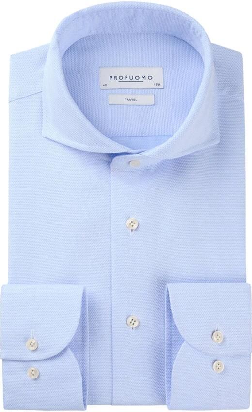 Profuomo Slim fit zakelijk overhemd met haaikraag model 'X-Cutaway' - Foto 4