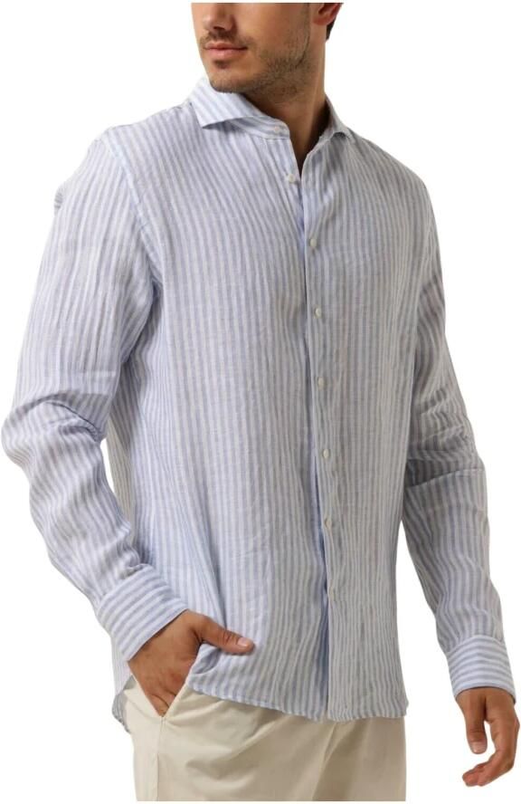 Profuomo Slim fit zakelijk overhemd van linnen met haaikraag - Foto 4