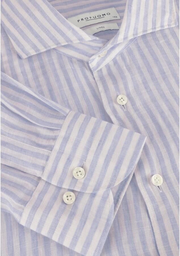 Profuomo Slim fit zakelijk overhemd van linnen met haaikraag