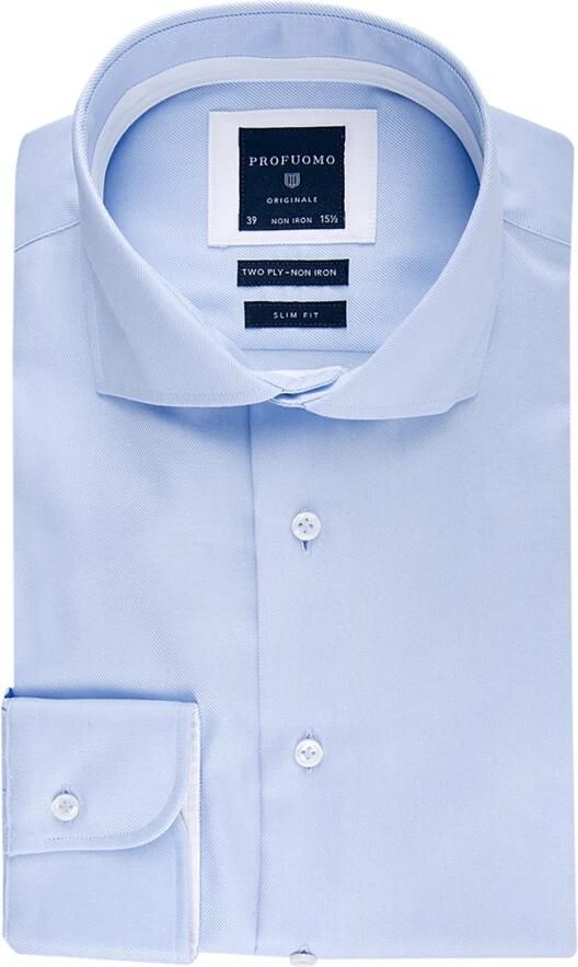 Profuomo Blauwe Overhemdjurk van Katoen Slim Fit Blue Heren - Foto 8