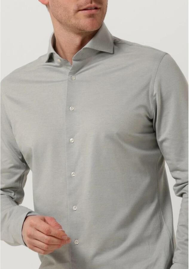 Profuomo business overhemd slim fit grijs effen knitted katoen - Foto 2