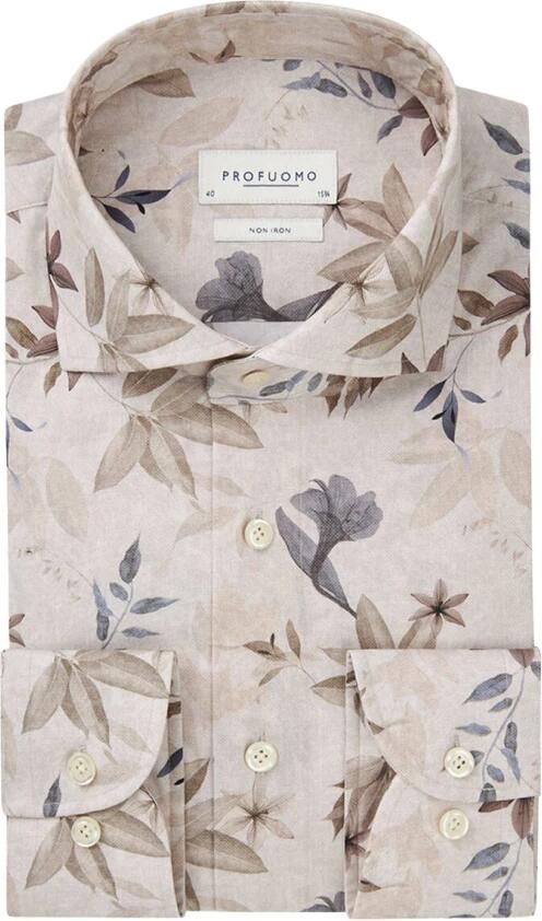 Profuomo Slim fit zakelijk overhemd met haaikraag model 'Cutaway'