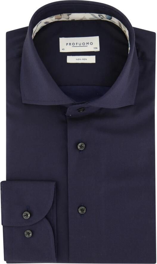 Profuomo Slim fit zakelijk overhemd met haaikraag model 'Cutaway'