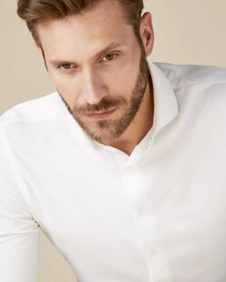 PROFUOMO Heren Overhemden Shirt X-cutaway Japanese Knitted Wit - Foto 11