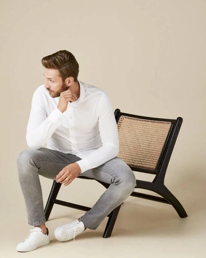 PROFUOMO Heren Overhemden Shirt X-cutaway Japanese Knitted Wit - Foto 12