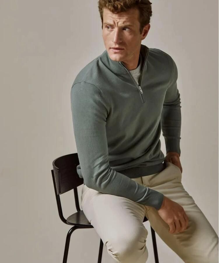 PROFUOMO Heren Truien & Vesten Pullover Half Zip Groen - Foto 6