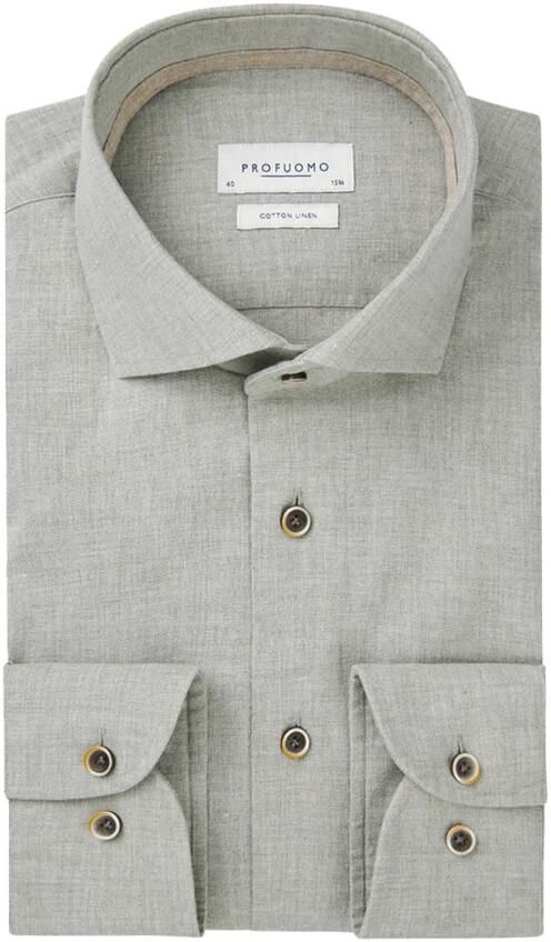 Profuomo Groen Business Overhemd X-Cutaway Katoen Linnen Gray Heren - Foto 5