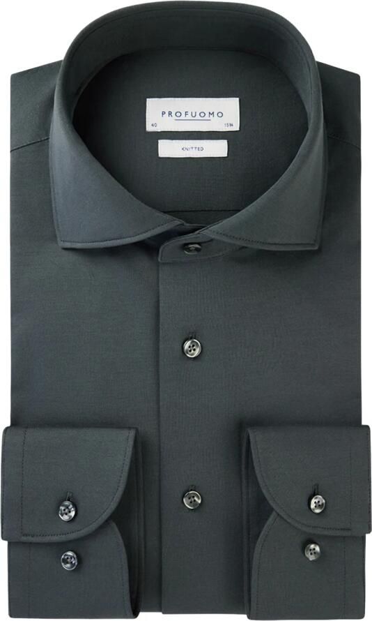 PROFUOMO Heren Overhemden Shirt Cutaway Sf Sc Knitted Groen