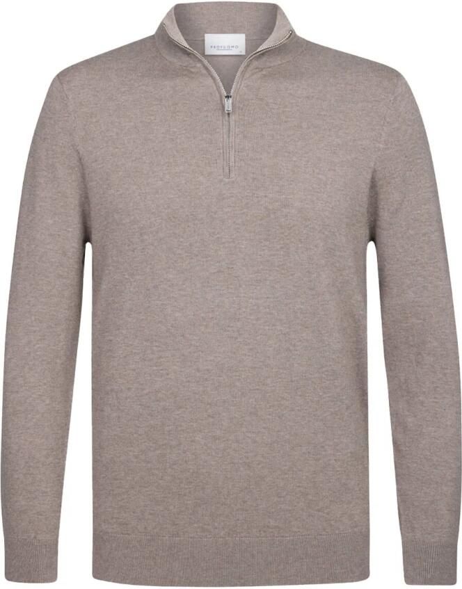 Profuomo Sweater Half Zip Pullover Luxury Basic Taupe - Foto 2