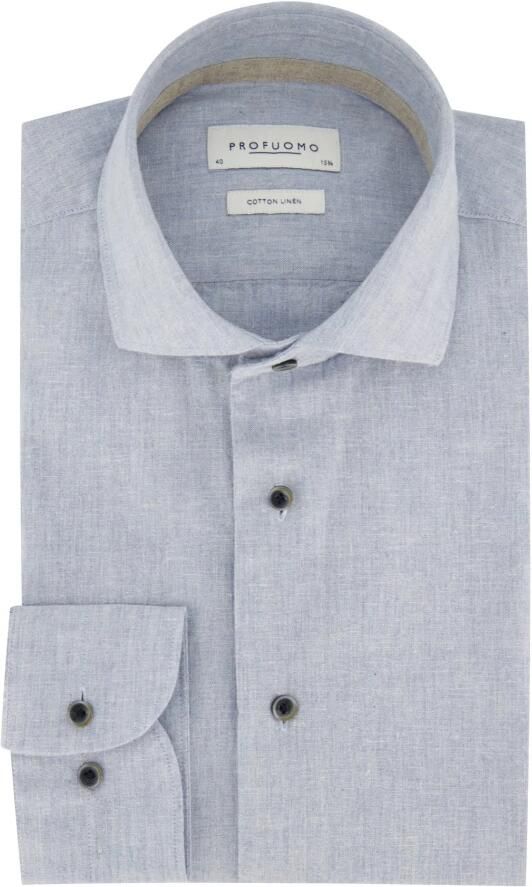 PROFUOMO Heren Overhemden Shirt Cutaway Sc Cotton Linnen Lichtblauw