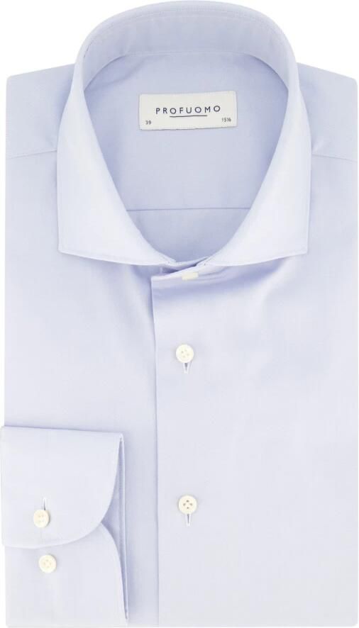 Profuomo Overhemd Lange Mouw Twill Overhemd Supima Cotton Lichtblauw