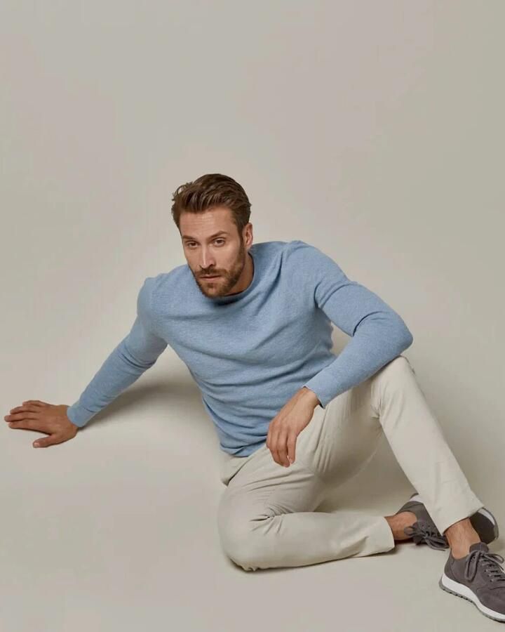 PROFUOMO Heren Truien & Vesten Structure Crew Neck Lichtblauw - Foto 13