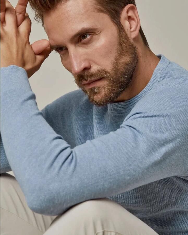 PROFUOMO Heren Truien & Vesten Structure Crew Neck Lichtblauw - Foto 11