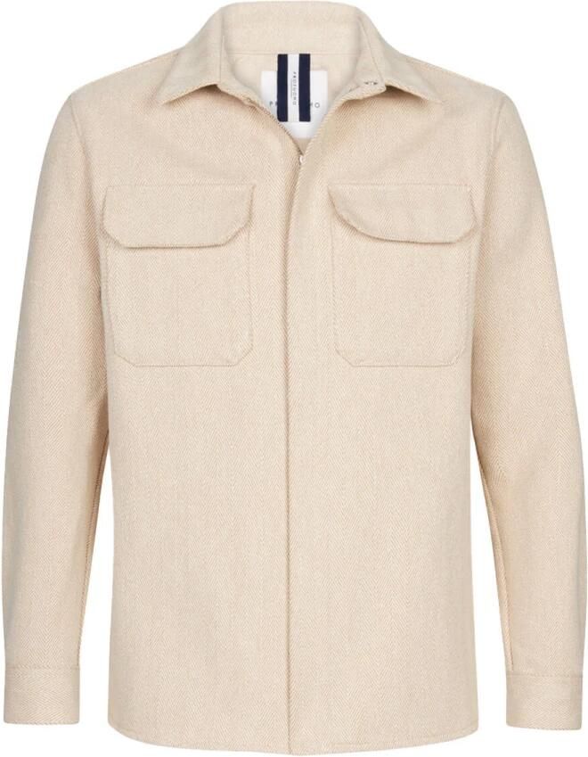 PROFUOMO Heren Overshirts Overshirt Zip Herringbone Ecru - Foto 5
