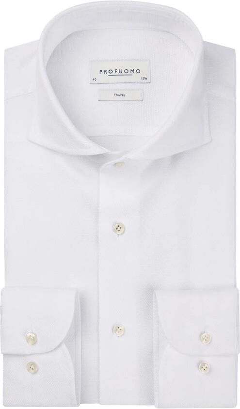 Profuomo Slim fit zakelijk overhemd met haaikraag model 'X-Cutaway'