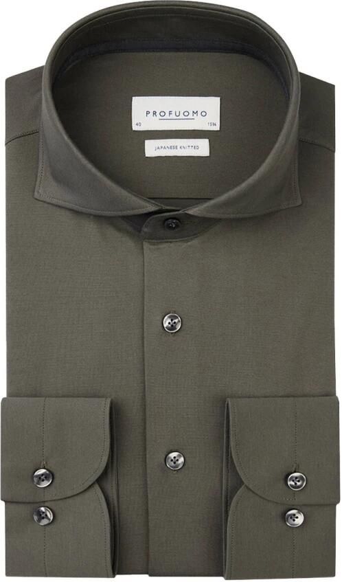 PROFUOMO Heren Overhemden Shirt X-cutaway Sc Sf Japanese Knitted Groen