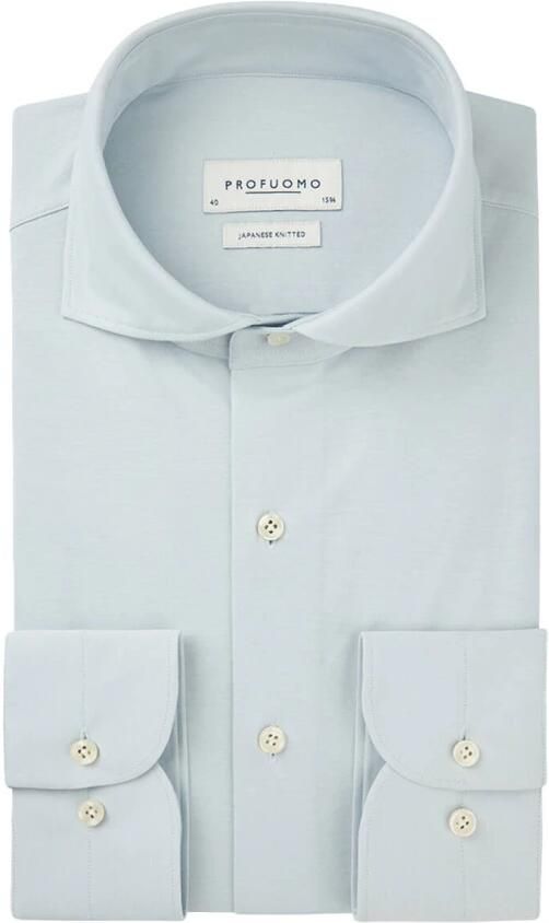PROFUOMO Heren Overhemden Shirt X-cutaway Japanese Knitted Lichtblauw - Foto 5