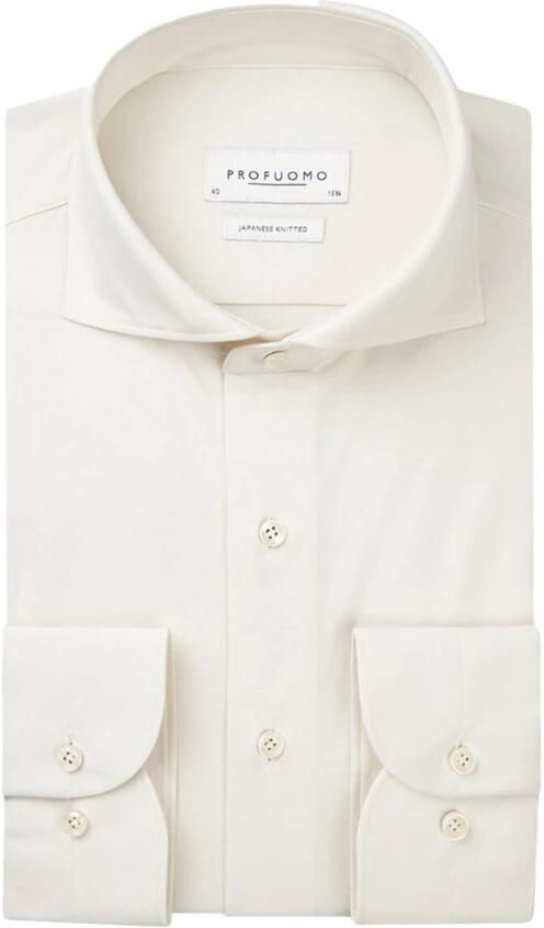 PROFUOMO Heren Overhemden Shirt X-cutaway Japanese Knitted Ecru - Foto 5