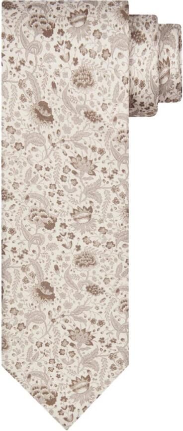 Profuomo Zijden Print Beige Bruine Stropdas Beige Heren
