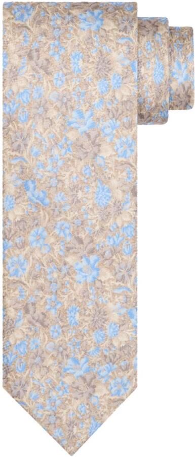 Profuomo Zijden Print Beige Stropdas Multicolor Heren