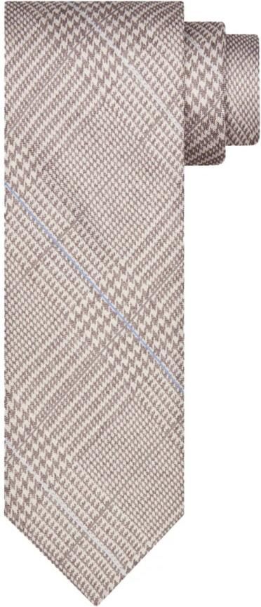 Profuomo Zijden Print Bruine Stropdas Brown Heren