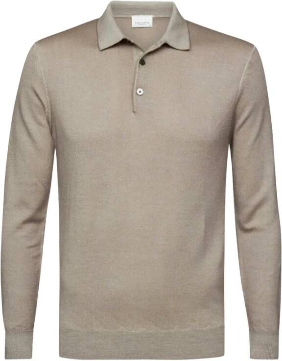 Profuomo taupe polo lange mouw Bruin Heren